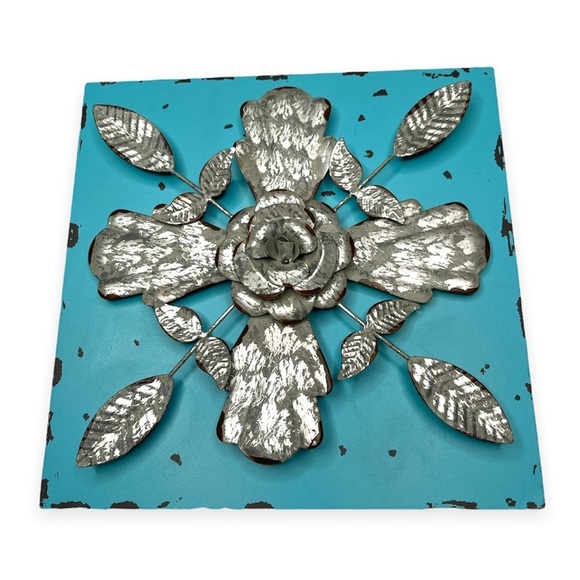 Weathered Decorative‎ Boxes Teal Red Embellished Shabby Chic Rustic Lot of Two - Picture 4 of 12